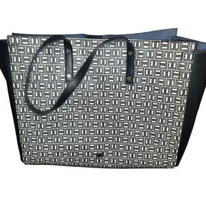 Ivanka Trump Black & White Tote Bag Stylish‎ Geometric Design Shoulder Bag Purse